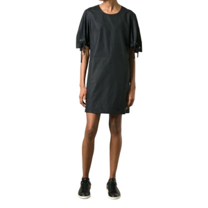 See By Chloe Black Poplin Mini Dress Drawstring Cuff Nautical Short Sleeve Small